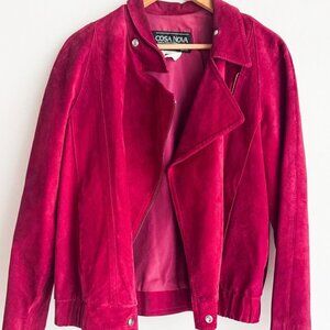 Vintage Casa Nova Burgundy Suede Moto Jacket M